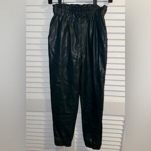 Dark Green Abercrombie & Fitch Faux Leather Jogger Pants